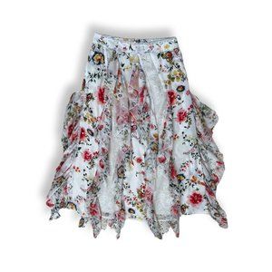Alice + Olivia multicolor floral print ruffle midi skirt size 2